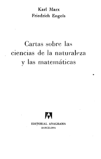 Karl Marx, Friederich Engels – Cartas sobre las ciencias de la naturaleza y las matemáticas